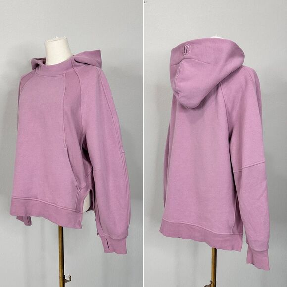 Lululemon Scuba Oversized Funnel Neck Side-Slit Hoodie M/L Athleisure Cozy Mauve - Picture 5 of 16